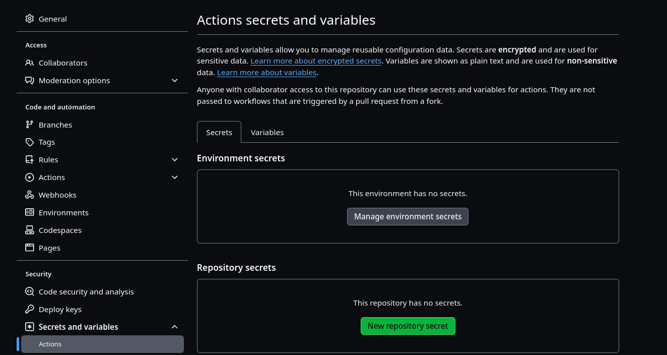 Adding Github Repo Secret