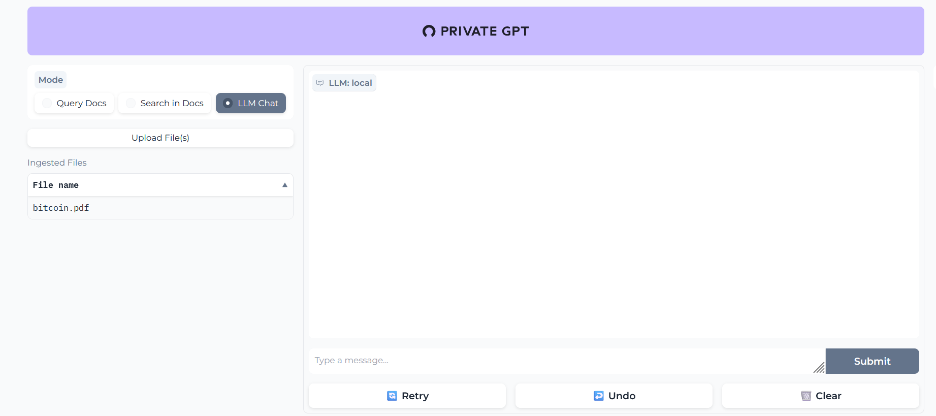 PrivateGPT UI Locally