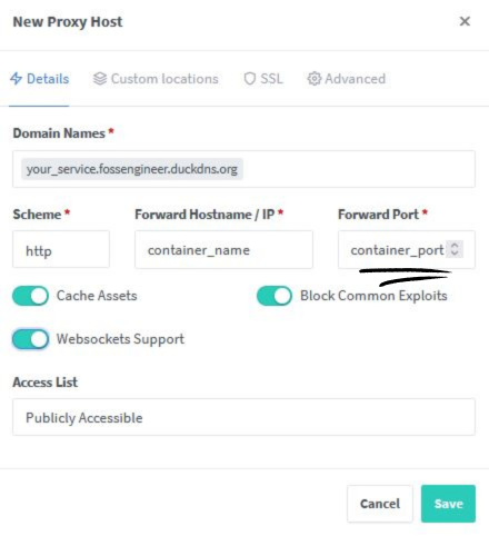 Adding NGINX Proxy Host