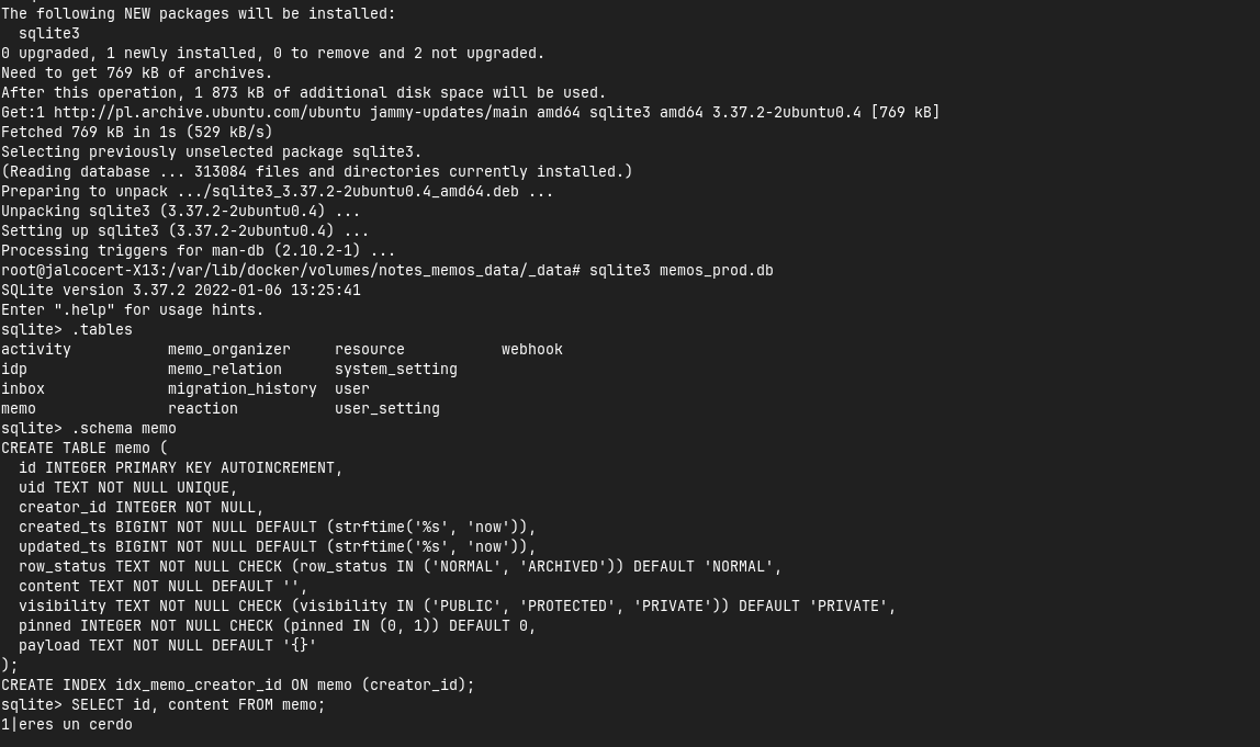 Memos Database